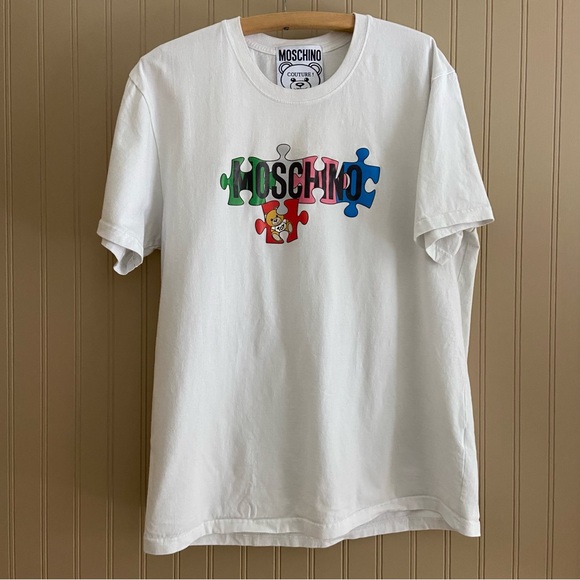 Moshchino Coutour Oversized 100% Cotton Teddy Puzzle T-shirt Size XL-4XL - Picture 2 of 7